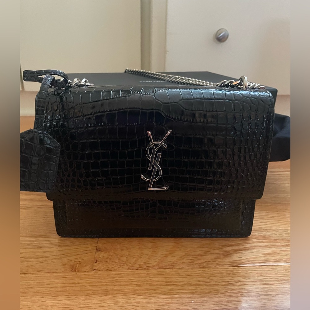 YSL Sunset Medium Crocodile Bag